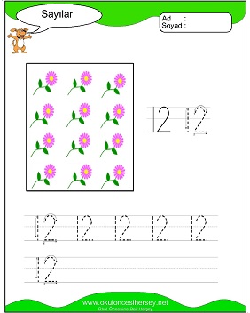 okul öncesi 1 sayısı çizgi çalışması